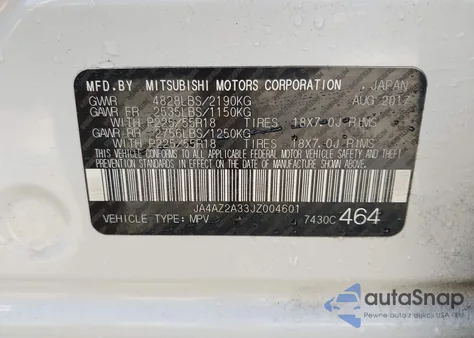 2018 Mitsubishi Outlander Es z USA, uszkodzony, nr VIN JA4AZ2A33JZ004601